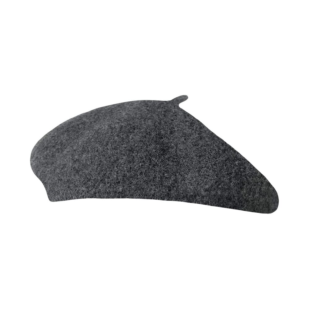 3751 Women Wool Beret Hat French Style Solid Color (melange Gray)